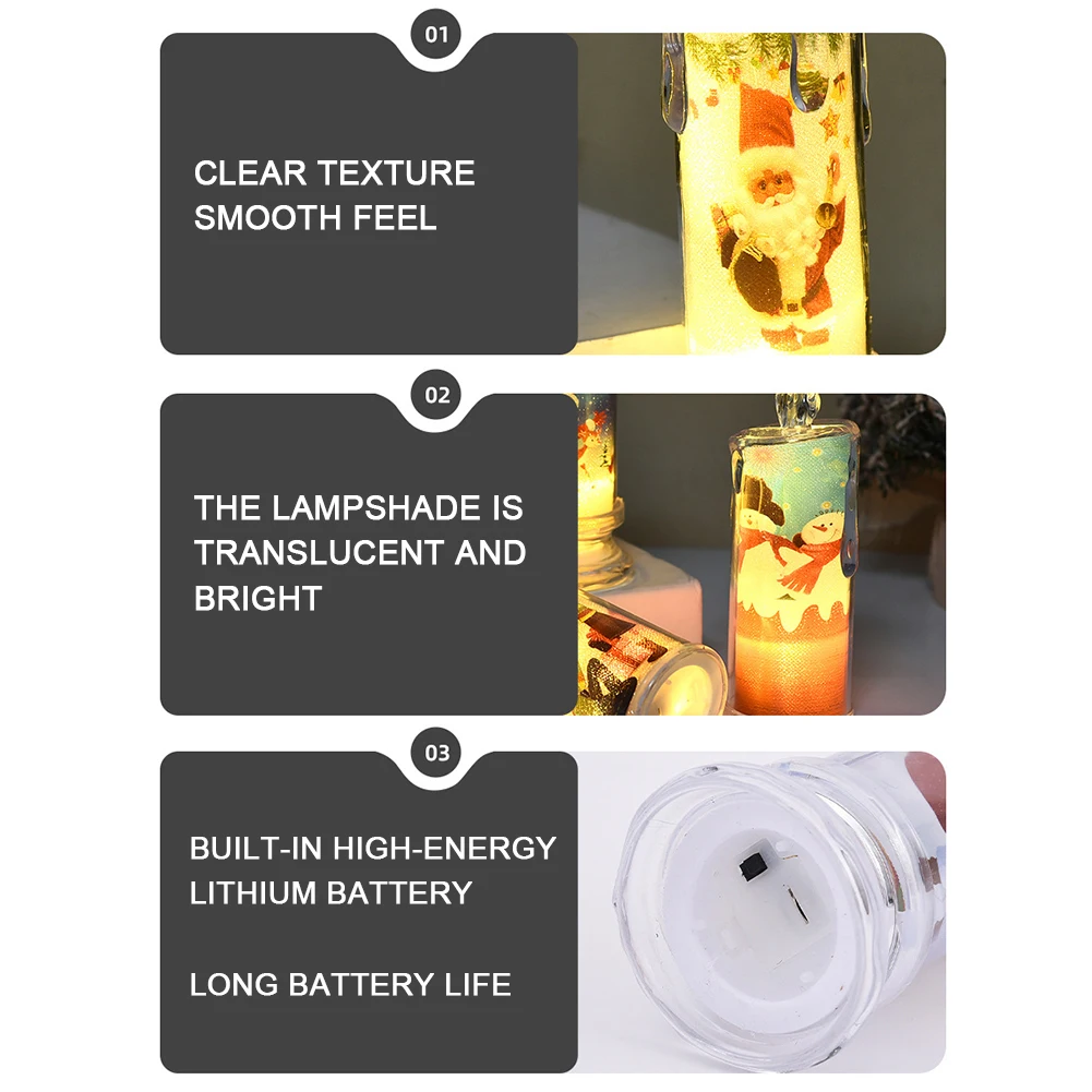 4 قطع شموع LED لعيد الميلاد، أضواء شاي إلكترونية وامضة عديمة اللهب، ضوء ليلي لإسقاط سانتا كلوز لديكور المنزل في العطلات