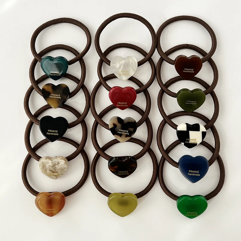 

Резинка для волос в форме маленького сердечка желейного цвета, французская резинка для волос из кожи, элегантная резинка для волос.