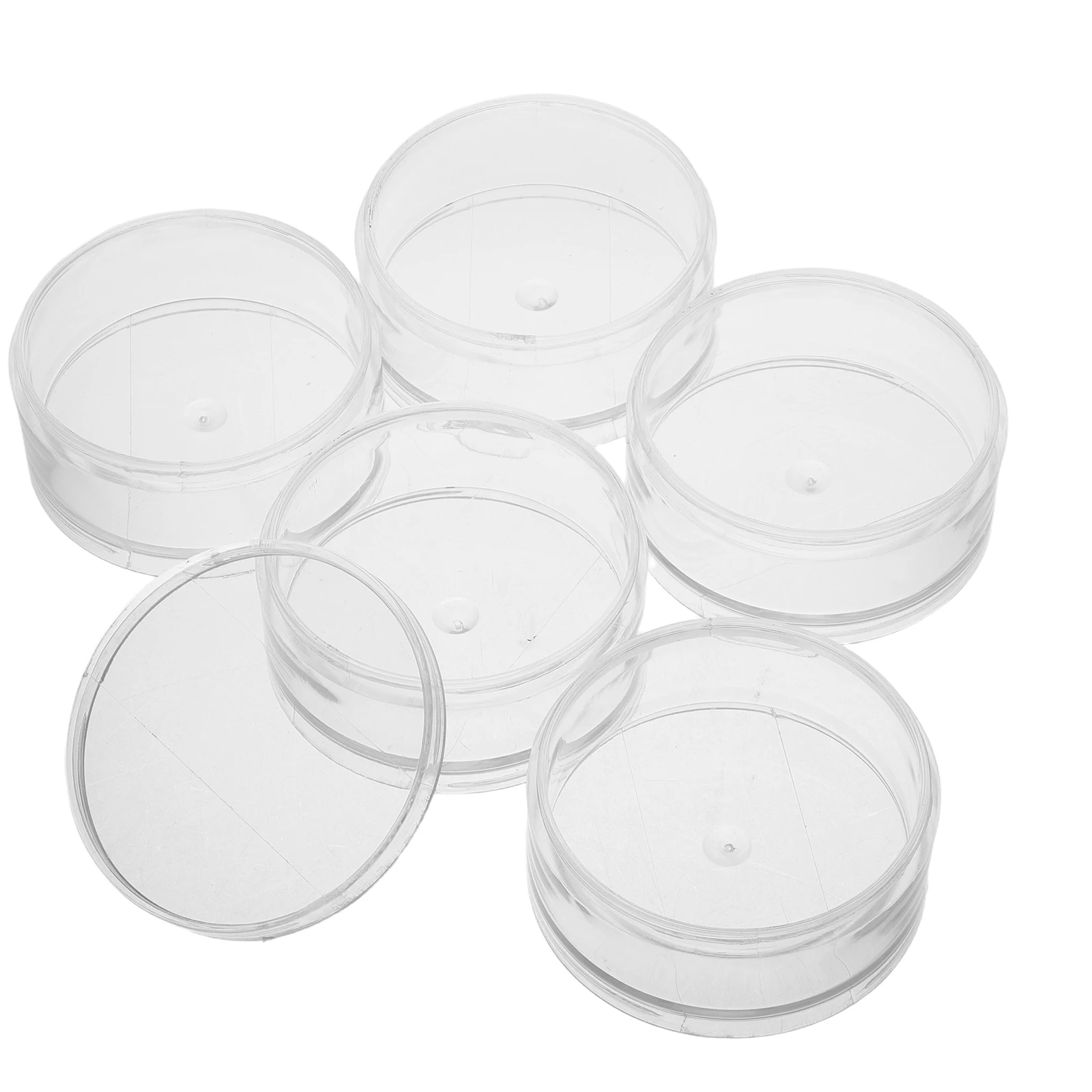 

5-Compartment Plastic Storage Boxes 7cm High Transparency Round Mouth for Jewelry Small Parts Organization Home Use