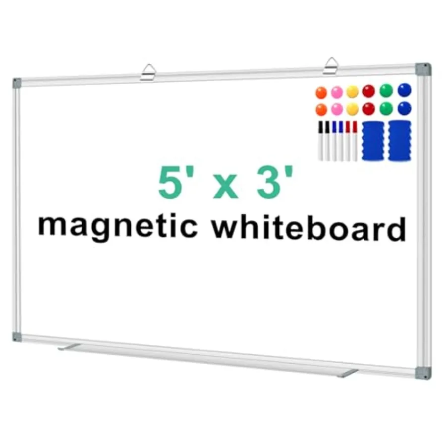

Магнитная маркерная доска для стены 5' x 3' (60"x36") — Большая алюминиевая презентационная доска с длинной ручкой для переноски