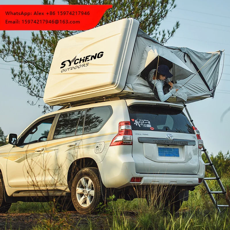 

Outdoor Waterproof 4X4 Camping Car 4 Person ABS Hard Shell Roof Top Tent Side Opening Hardshell Rooftop Tent With Sunshade