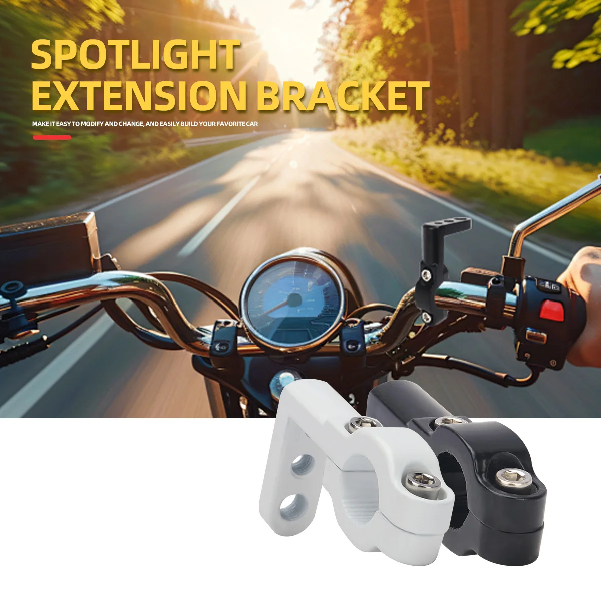 1pc Motorcycle Multi-function Mount Bracket Motorcycle Handlebar Extension Clamp Support Attachment Aluminum Alloy Black White