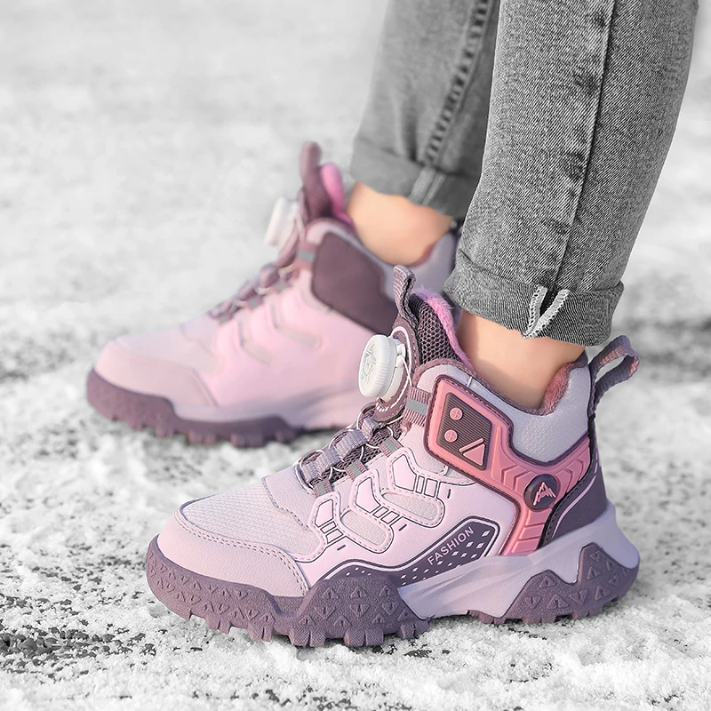 Sepatu Lari Hangat Musim Dingin Sepatu Bot Salju Anak-anak Sepatu Olahraga Anak-anak Anti-selip Luar Ruangan Sepatu Katun Anak Laki-laki Perempuan Beludru Tinggi