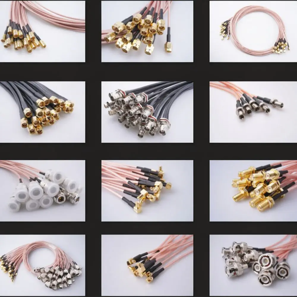 RF Coaxial Extension Wire UHF Female To SMA Female Right Angle Adapter RG58 Radio Device Signal Bridge Connector Cable