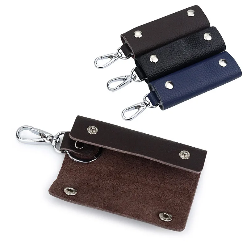 Men's Portable Genuine Leather Keychain Pouch - Fashion Zipper Pouch Bag, Multifunctional Durable Housekeeper Organizer ﻿