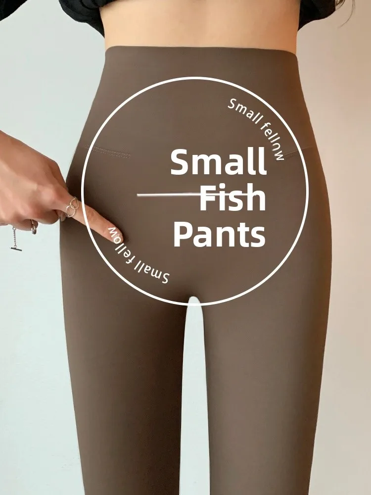 High Waist Fce Lined Yoga Pants Women's Autumn New Sle ark Finet Tight Elastic Base Layer Pants Eighteen orts