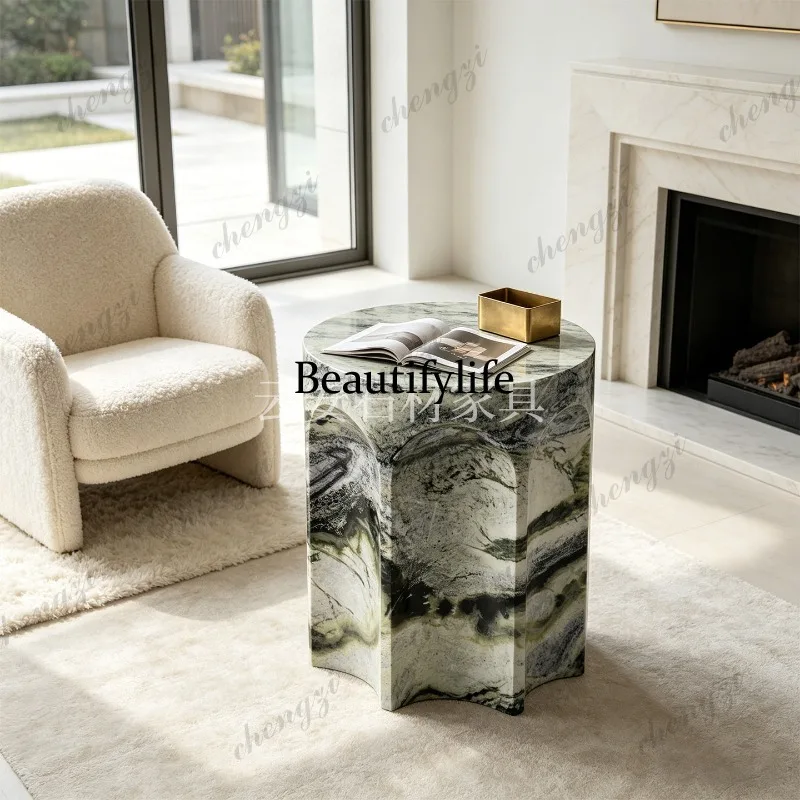 Nordic, high-grade natural green marble, round edge, living room, sofa, balcony, bedside corner