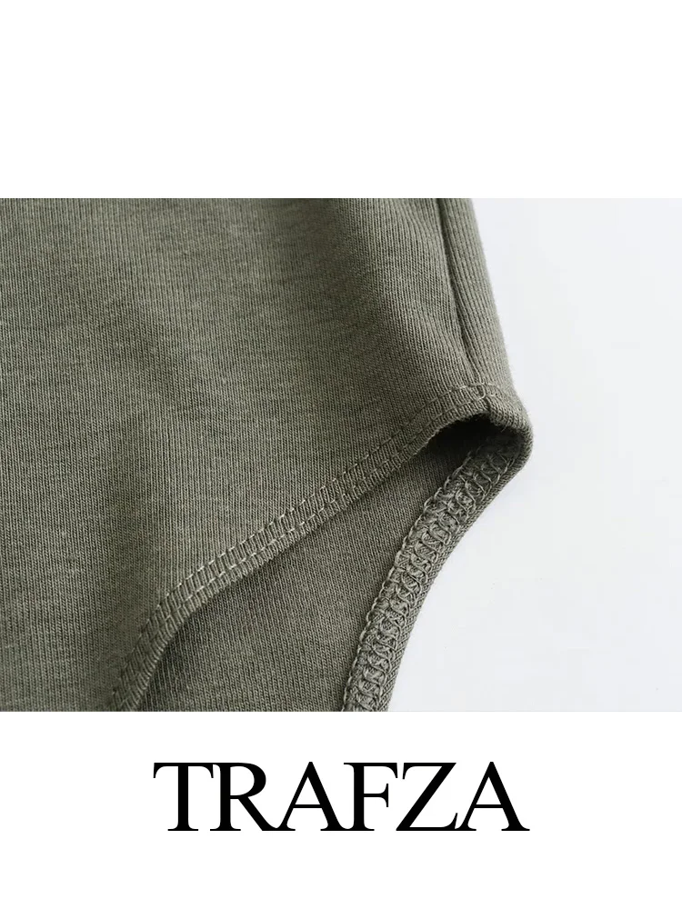 TRAFZA-Combinaison de batterie à manches longues pour femmes, corps en Y, bouton-poussoir, vintage, élégant, mode printemps, automne, 2024