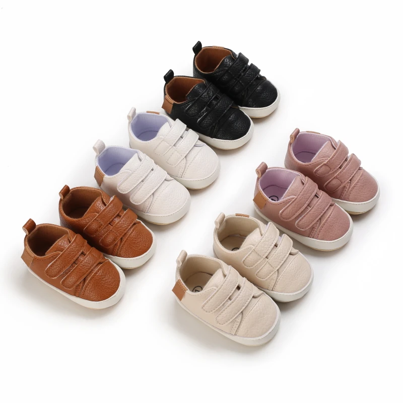 New 0-18M Baby and Children's Shoes Classic Sports Rubber PU Leather Multi Color First Walking Casual Sports Shoes