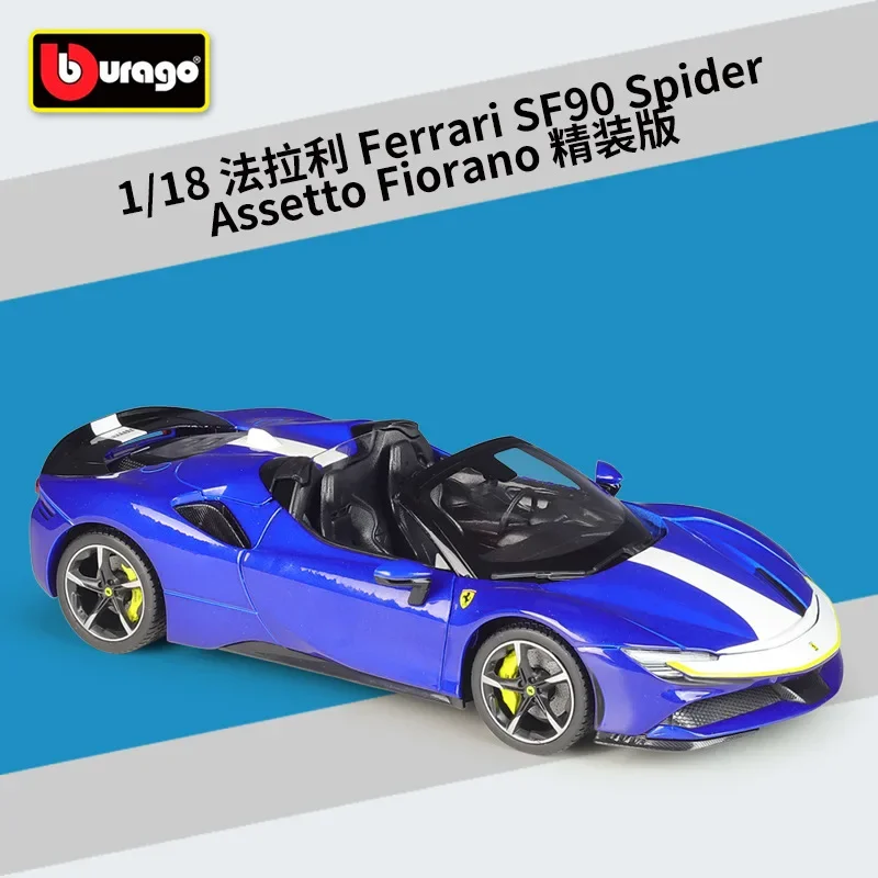 Bburago 1:18 Ferrari SF90 Spider Assetto Fiorano Diecast Car Metal Alloy Model Car decoration display collection gifts