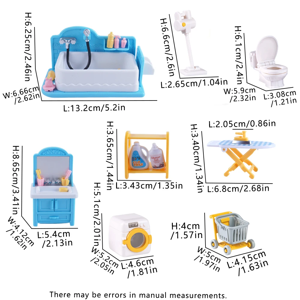 SENGTONGLE-E04 Badezimmer-Set, Puppenhaus, Miniatur-Möbel, Badewanne, Rollenspiel, Puppenhaus-Zubehör für Jungen und Mädchen, Geschenke
