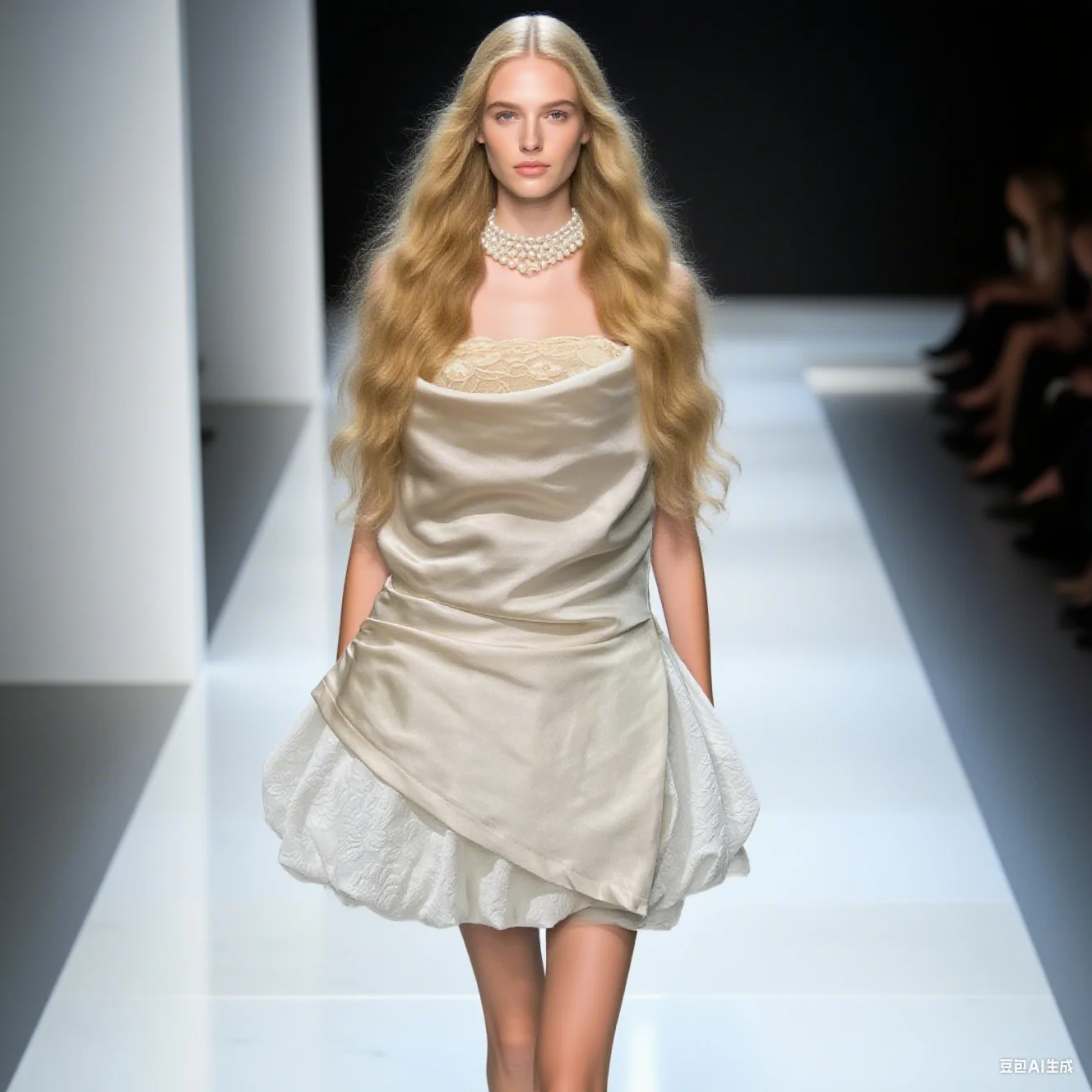 

Elegant Chic Skirts Sets for Women Strapless Spliced Folds Irregular Tops Lace Strapless High Waist Skirts Chic Set Female