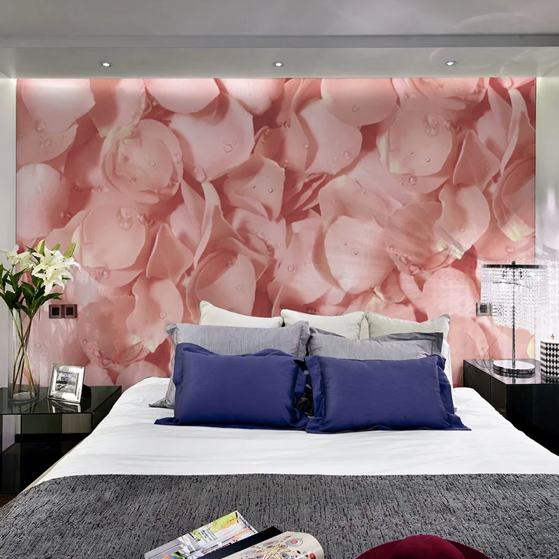 

Пользовательские 3D фреска розовая роза лепесток обои спальня уютный диван ТВ гостиная фон стена цветок спальня ресторан 8d