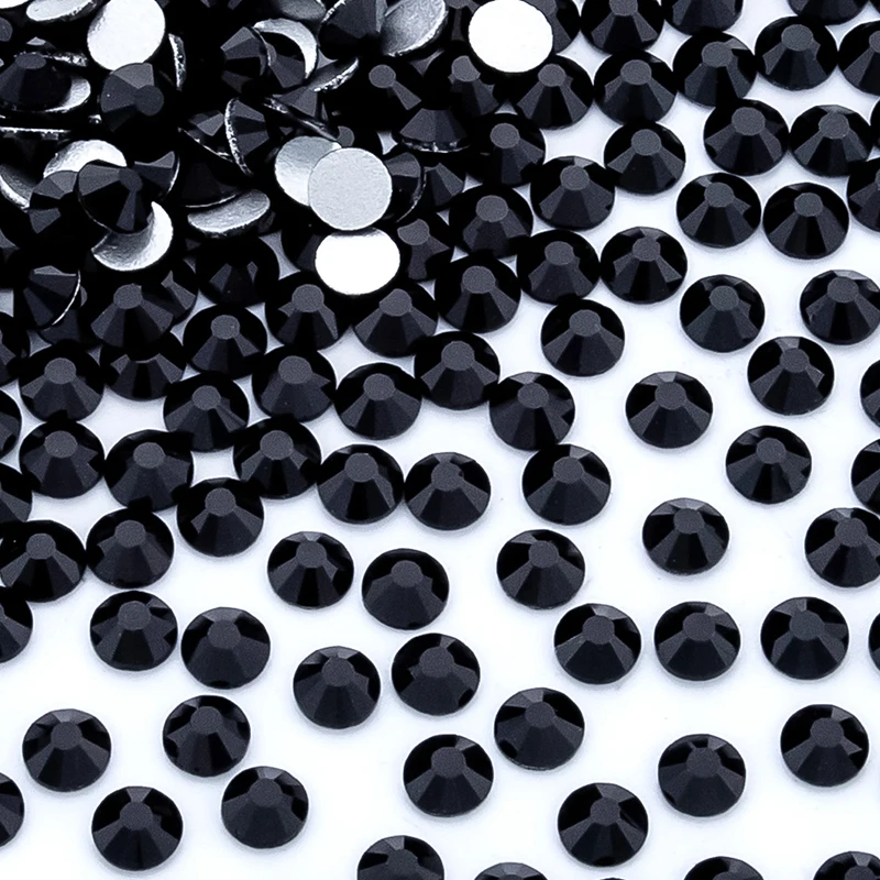 QIAO Jet Black  Wholesale SS4-SS20 Top Quality Rhinestones Glass DIY Non Hotfix Flatback Nail Rhinestone Glue On Glitter Strass
