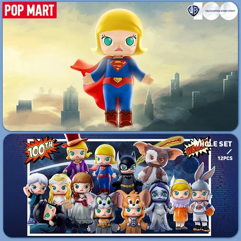 POP MART MOLLY Movies 100th Anniversary Series Anime Action Figure Guess Bag Ornament Figurines Home Decor Desktop Dolls Gift