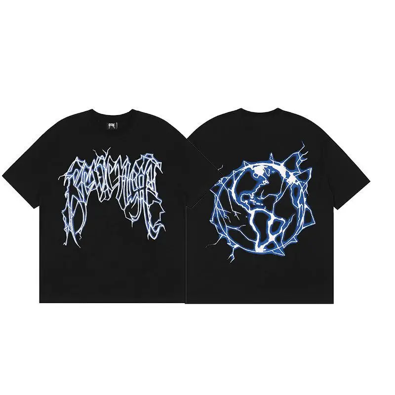 

Футболка мужская Revenge с черно-белым логотипом и принтом черепа на спине, хлопок, свободный крой, уличный стиль, лето 2026