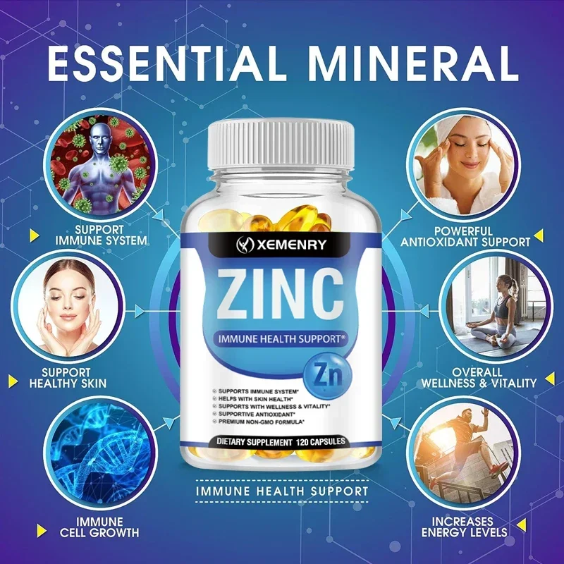 XEMENRY Zinc Capsules 50 Mg - Dietary Supplement, Made in The USA Non-GMO