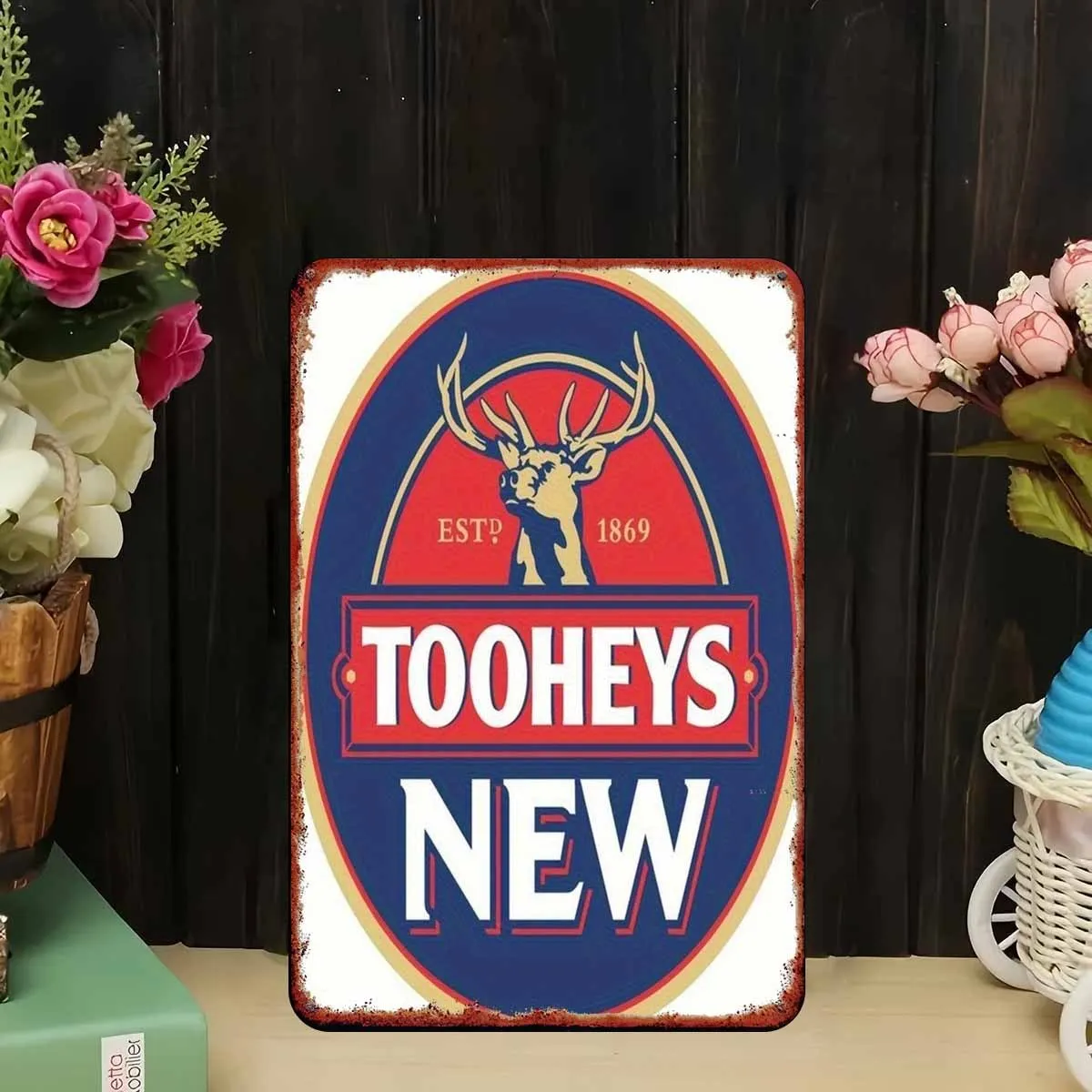 High Definition Metal Tin Sign Tooheys New Est 1869, Retro Beer Logo Wall Art Decor for Home Bar Pub Man Cave, 2D Flat Vintage I