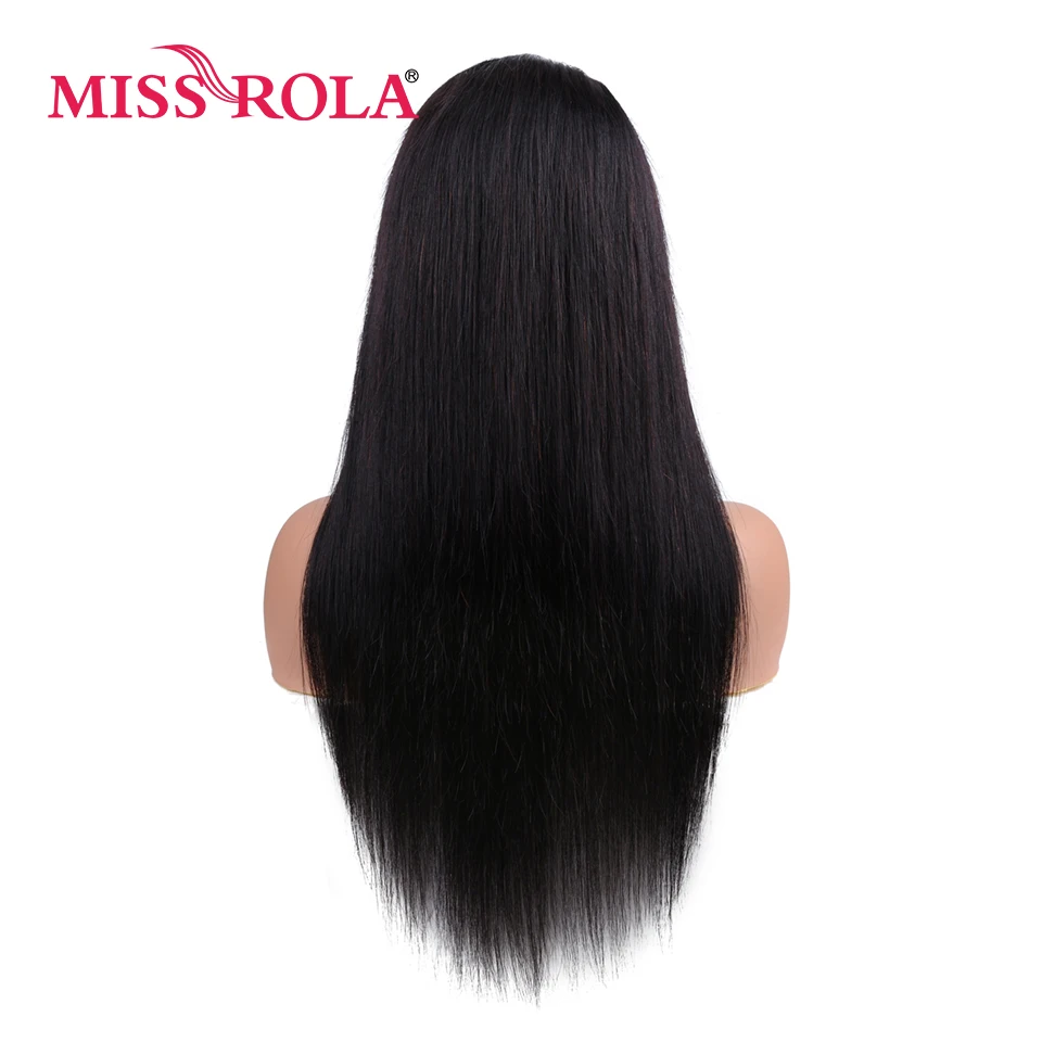 Miss Rola Hair Brazilian 13X4 Rechte Kanten Voorkant Menselijk Haar Pruiken Pre Geplukt Recht Natuurlijk Bruin Haar Pruik Remy 180% Dichtheid