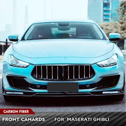 Car Front Bumper Canards Fins Splitters For Maserati Ghibli Base Sedan 2018-2021 Carbon Fiber Car Racing Front Canards Air Vent