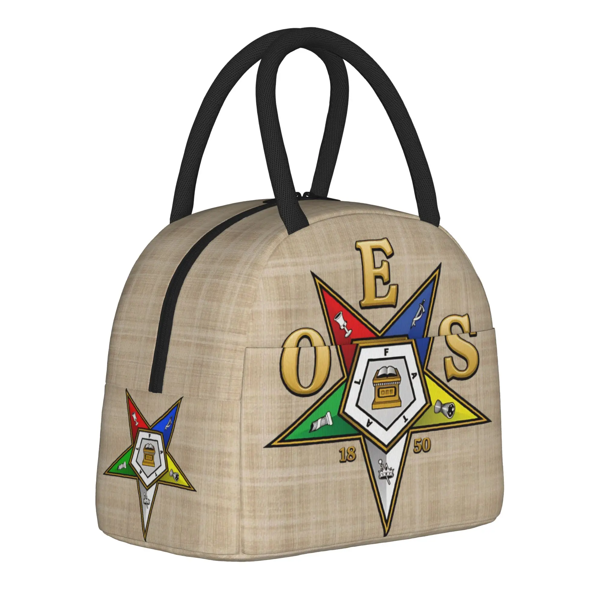 

Custom OES Emblem Order Of The Eastern Star Lunch Bag For Child School Print Lunch Box Aesthetic Oxford Thermal Tote Handbags