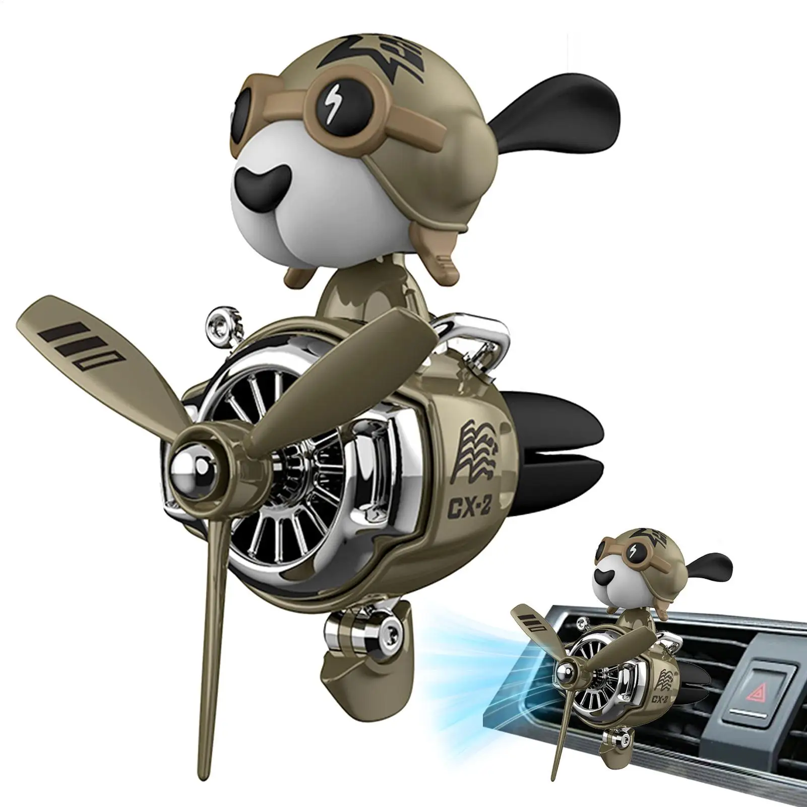 Cooler Windhund-Wackelkopf, drehbarer Flugzeugpilot, Auto-Lufterfrischer, Lüftungs-Accessoires, Dekorationen, Duftspender