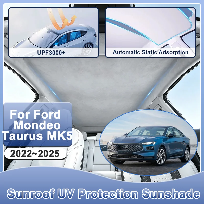 For Ford Mondeo Taurus MK5 2022~2025 Electrostatic Adsorption Anti-ultraviolet Sunroof Shades UV-Blocking Protection Accessories
