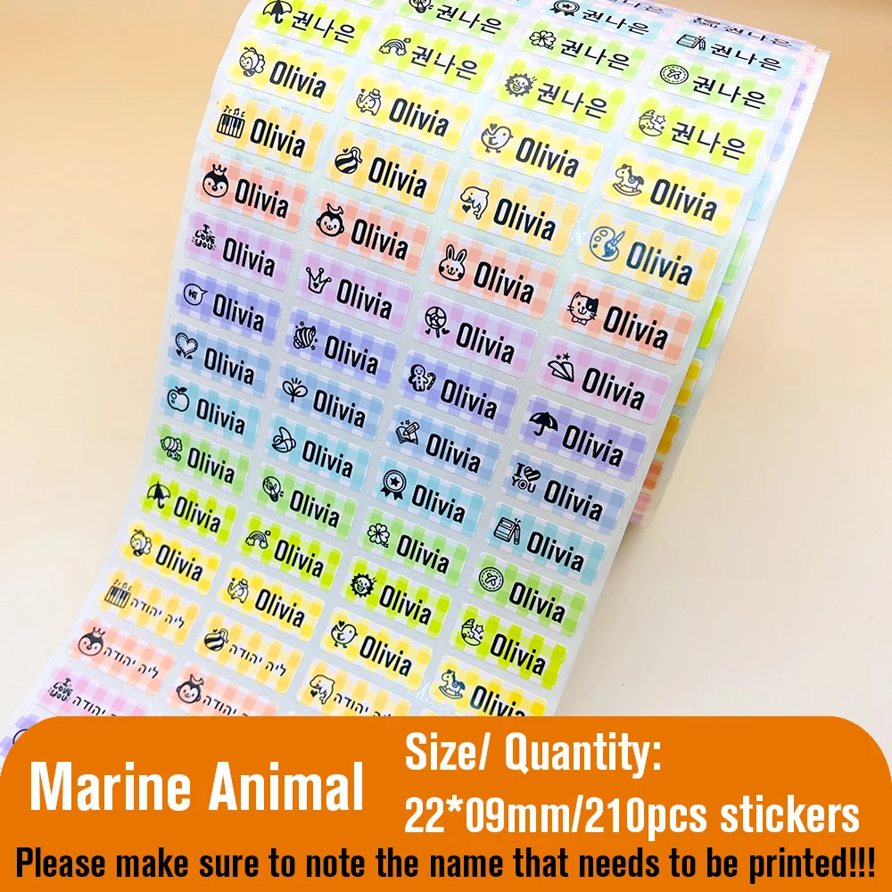 Kawaii wasserfester Namensschild-Aufkleber, selbstklebende Briefpapier-Aufkleber, personalisierbares Namensschild für Kinder, Schulflasche