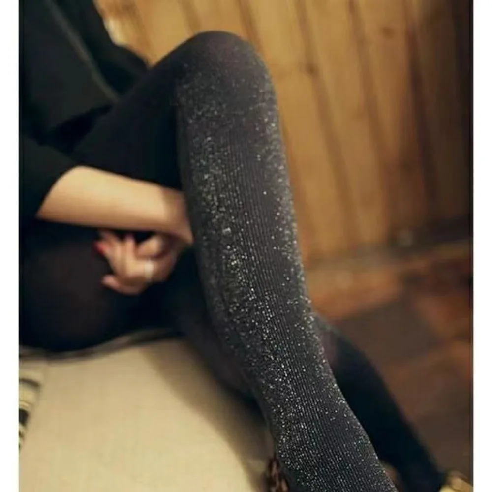 Medias pantimedias ajustadas de alta elasticidad a la moda, medias sexis de moda para mujer, leggins, calcetines brillantes informales cómodos con rayas negras