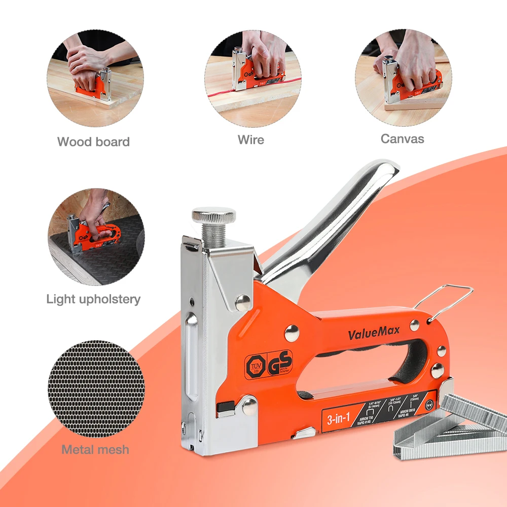 4 In1 3 In1 Nail Gun DIY Furniture Construction Stapler Upholstery Manual Staple Gun With Staples Home Decor Carpentry Tools