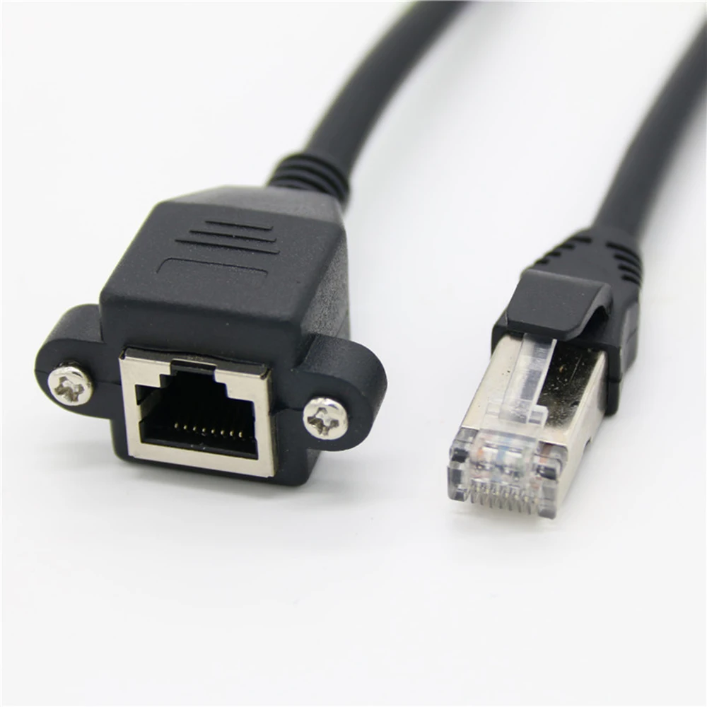 Mini 8Pin RJ45 Cable Male to Female Screw Panel Mount Ethernet LAN Network 8 Pin Extension Cable 0.3m 0.6m 1m