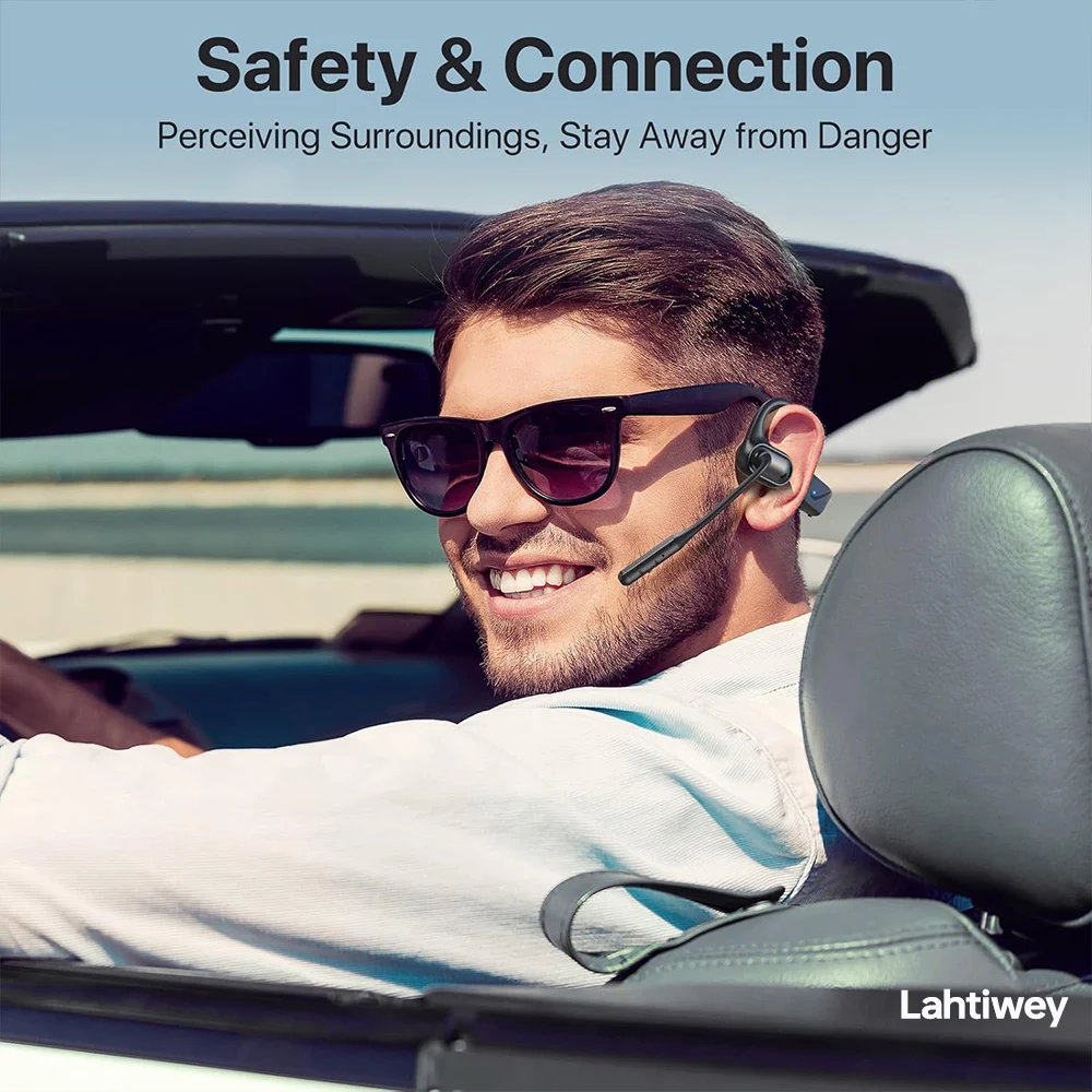 سماعة بلوتوث مع ميكروفون بوم، وسماعات أذن مفتوحة، وسماعات بلوتوث 5.4 مزدوجة الاتصال مع خاصية إلغاء الضوضاء وكتم الصوت #3