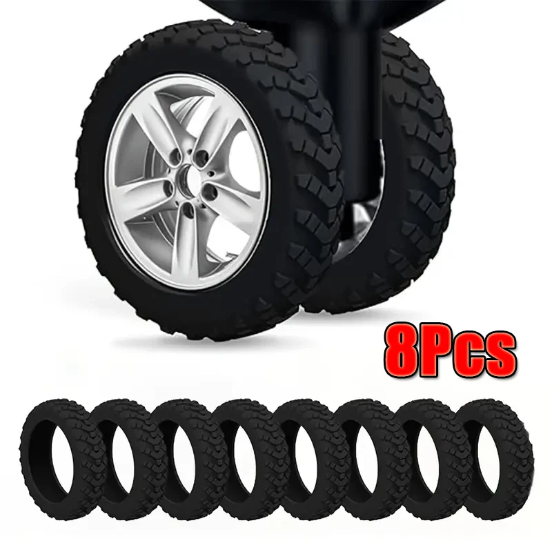 8Pcs Luggage Reduce Noise Travel Luggage Wheels Cover Accessories Thicken Texture Silicone Wheels Furniture Casters Protector