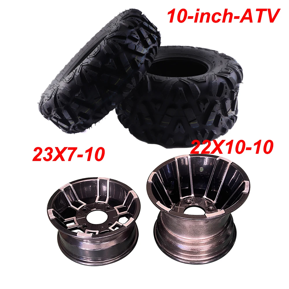 

10-inch ATV tires 23x7.00-10, 22x10-10 tires with aluminum wheels suitable for four-wheel ATV KART ATV ​​UTV off-road vehicles