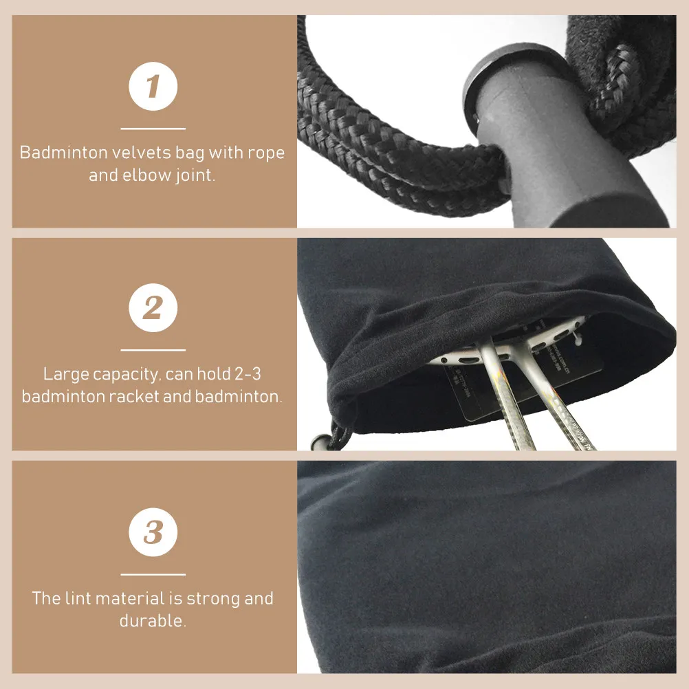 

Badminton Racket Bag Stylish Bright Color Ergonomic Shape Design Smooth Drawstring Strong Lint Fabric Racket Organizer Storage