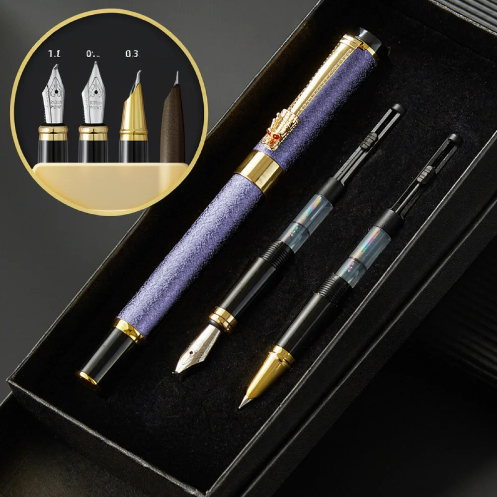 Luxury Dragon Fountain Pen Metal Body For For Bihao Gift Box Business Office Signature Stationery Smooth Writing School Supplies