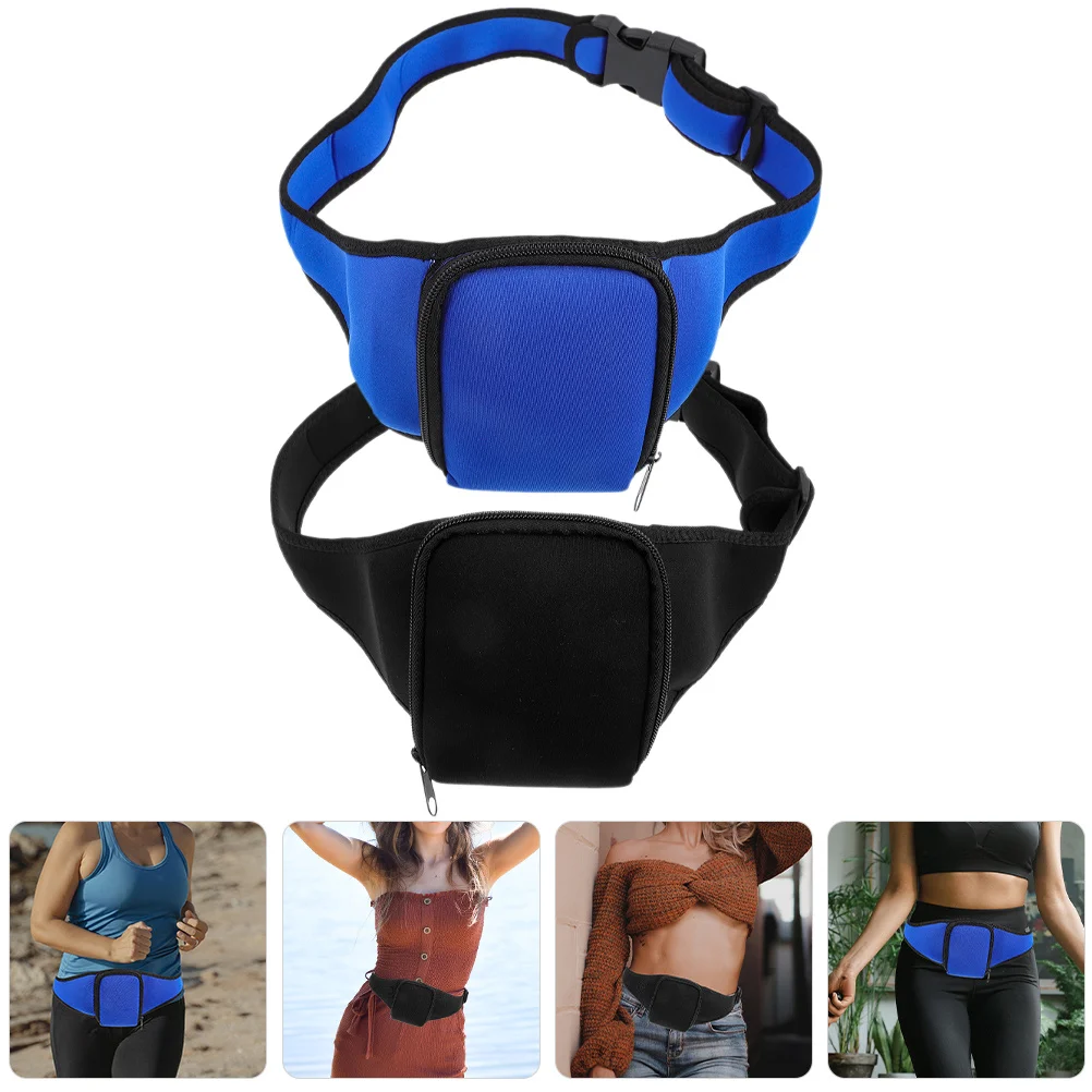 

2pcs Mic Waist Bag Adjustable Neoprene Microphone Holder For Workout Running Sports Outdoor Use Mic Storage Pouch