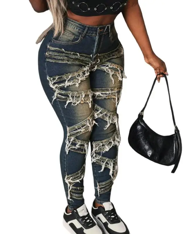 بذلة نسائية من قماش الدنيم بدون حمالات بكتف واحد بقصة ضيقة وواسعة الساق #2