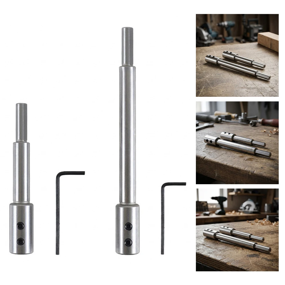 4.49 Inch Hex Shank Drill Extension Rod High Strength Steel Deep Reach Adapter For Electric Drills And Wood Boring Tasks