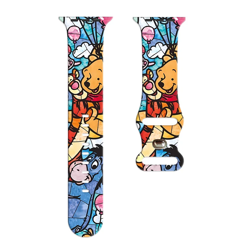 

DisneyPooh Printed Strap for Apple Watch 11 10 9 8 7 Silicone Band Replaceable Bracelet for iWatch 46mm 45mm 42mm 41mm Watchband
