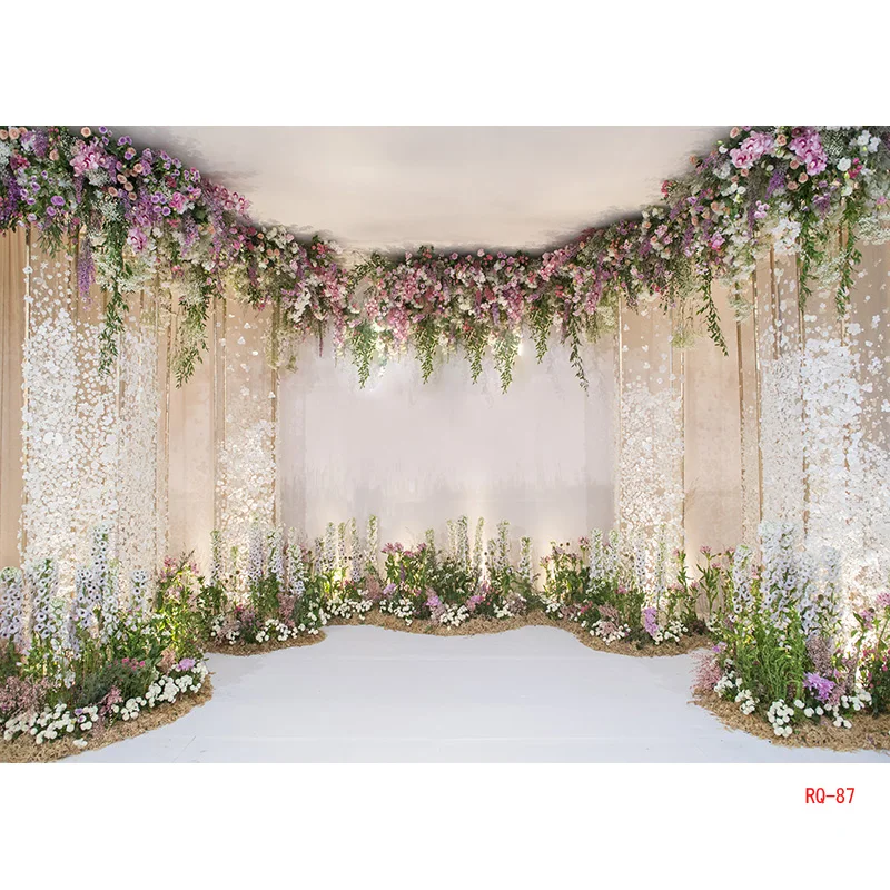 NITREE Wedding Interior Decor Abundance Of Flowers Background Valentine's Day Love Studio Photography Backdrops RQ-24