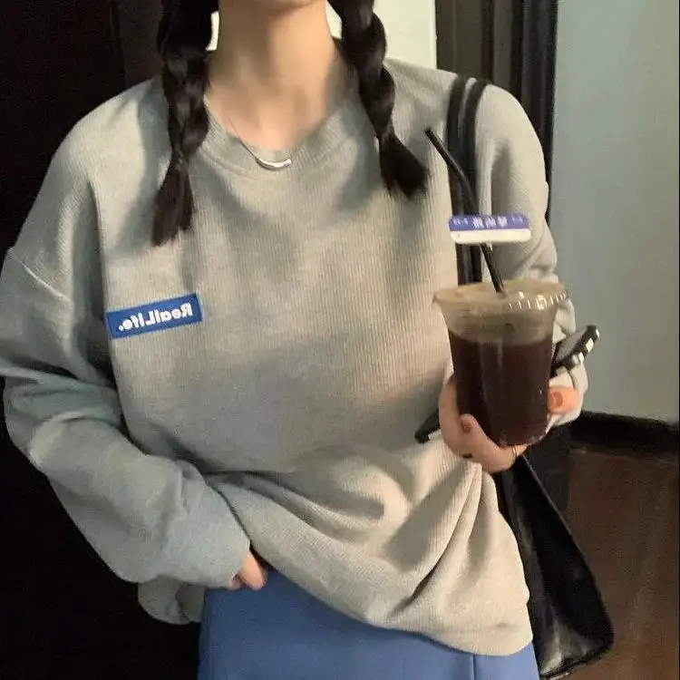 Loose Fit Long Sleeve Women's Hoodie Thin Autumn Pure Color Casual Comfortable Slimming Couples Top Korean Style Streetwear