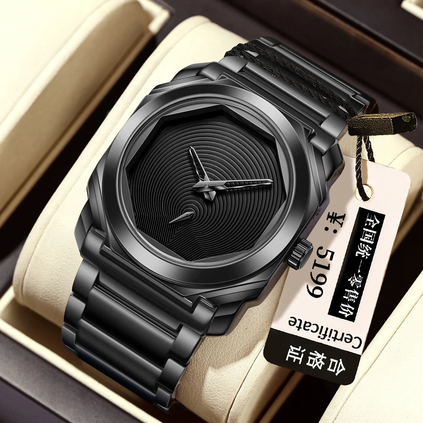 Neue Marken-Uhr für Herren, Minimalistisches Wurmloch-Konzept, Achteckiges Stahlarmband, Wasserdicht, Modische Quarz-Uhr, Geschenk