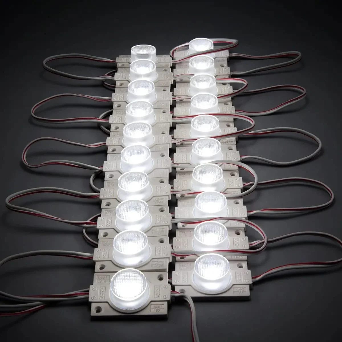 20 piezas-módulo LED con lente para superficie de carretera de coche, caja de luz de 12V, 1,5 W, 6500K, blanco, 200LM, IP65, iluminación lateral con