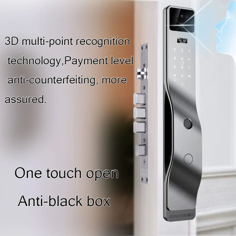 Serrure de porte électronique intelligente Tuya avec caméra, Wi-Fi, visage 3D, empreinte digitale, clé de carte de mot de passe, interphone en temps réel Anderson