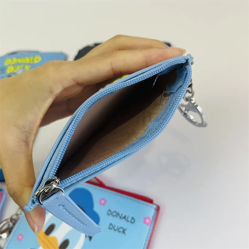 Disney Donald Duck Coin Purse Anime Card Holder Cartoon Storage Bag Zero Wallet with KeyChain Handbag Kid Girl Birthday Gift