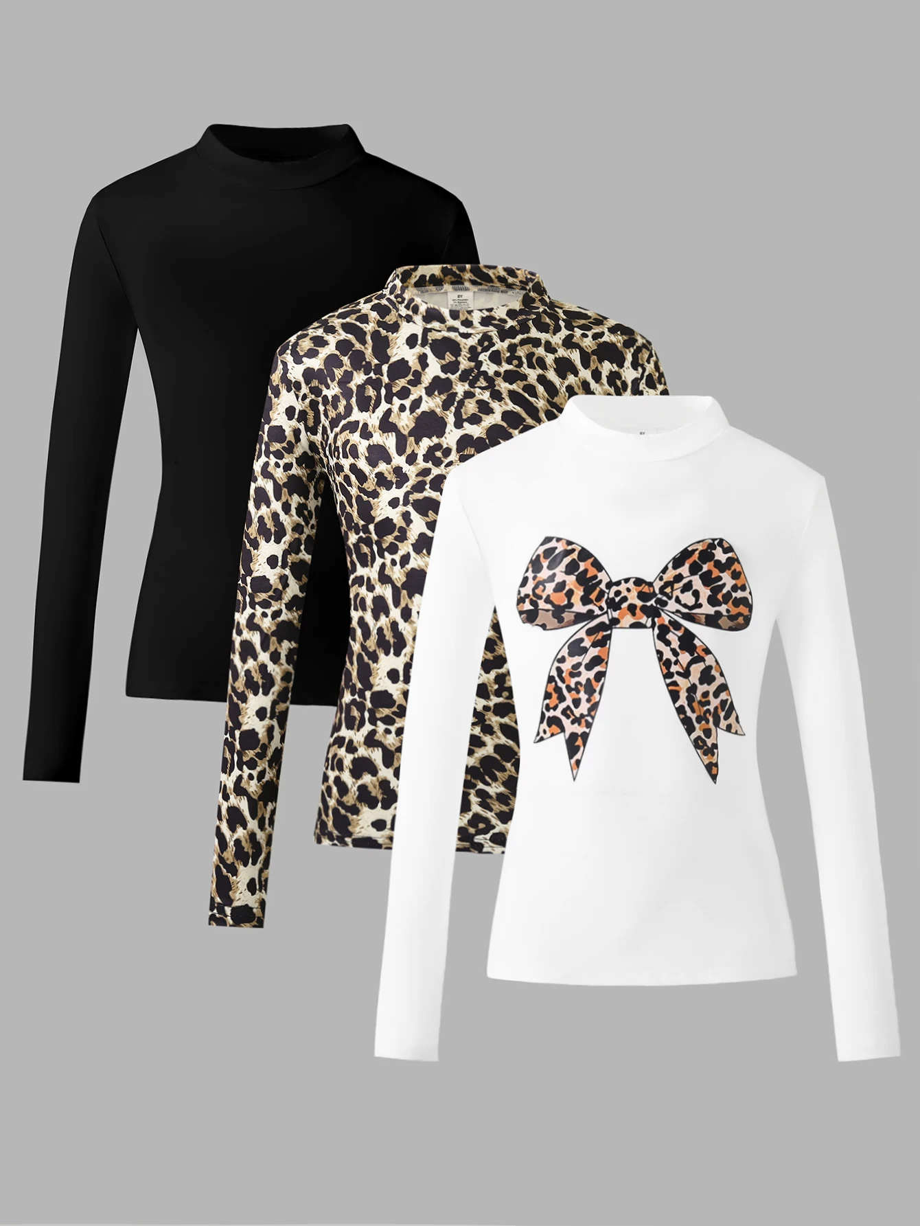 

Осенние и зимние базовые рубашки для девочек от 8 до 12 лет, облегающие топы из трех предметов с высоким воротником и длинными рукавами, базовая осенне-зимняя одежда для девочек