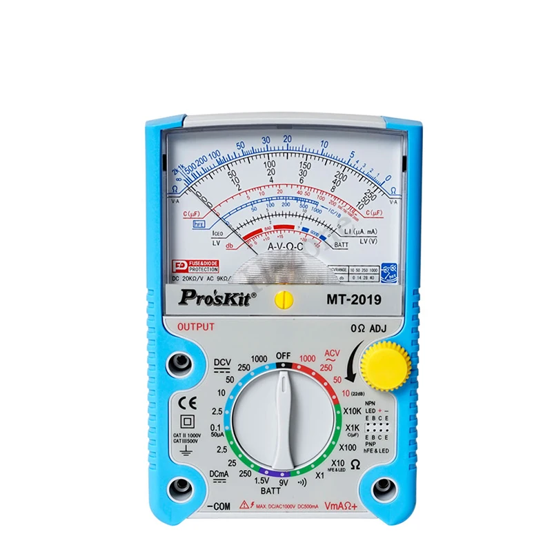 Proskit MT-2017 MT-2019 AC/DC Analog Graph Pointer Multimeter Ammeter Resistance Capacitance Diode Volt Amp Ohm hFE LED Meter