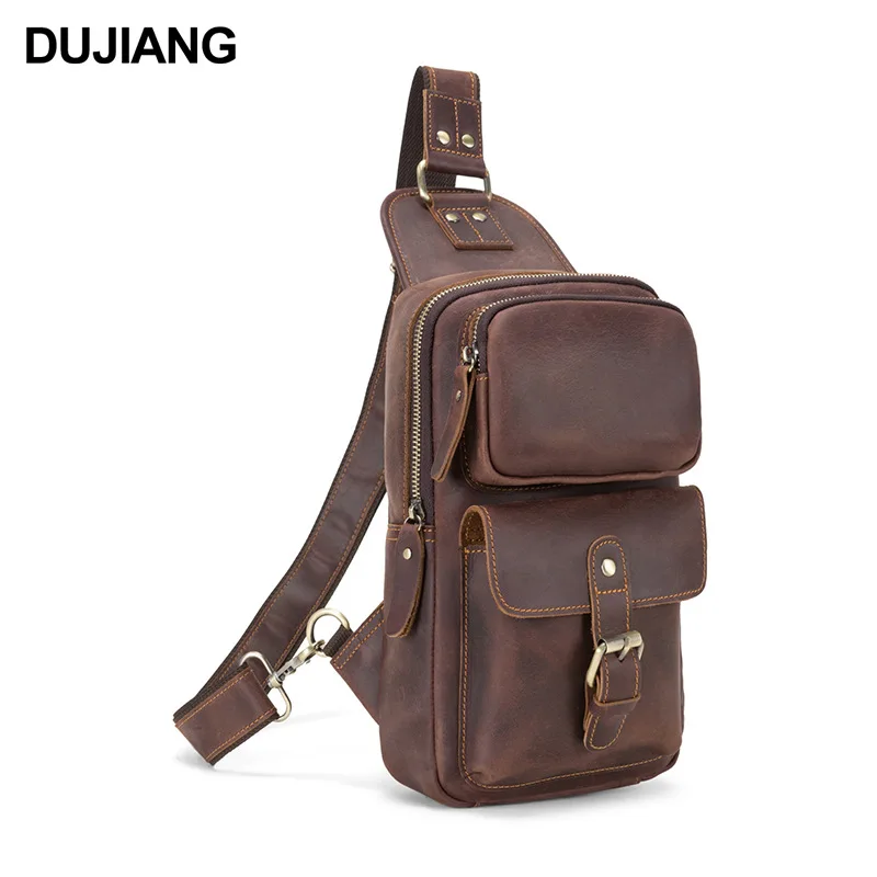 Men's retro crossbody chest bag, three-dimensional multi-pocket large-capacity single-shoulder backpack, high-end men's bag