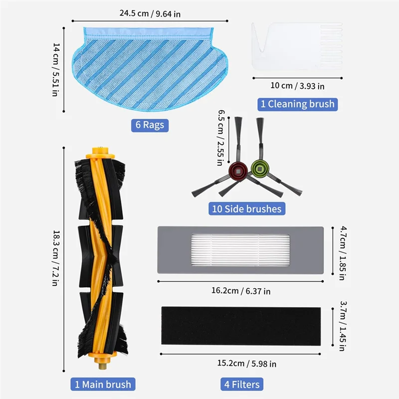 เครื่องดูดฝุ่นไฮบริด2ชิ้นส่วนเครื่องดูดฝุ่นอุปกรณ์อะไหล่สำหรับ deebot ozmo 950 920